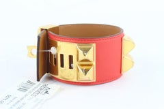 Hermès Coral Cdc Collier De Chien Cuff 37hz1009 Bracelet