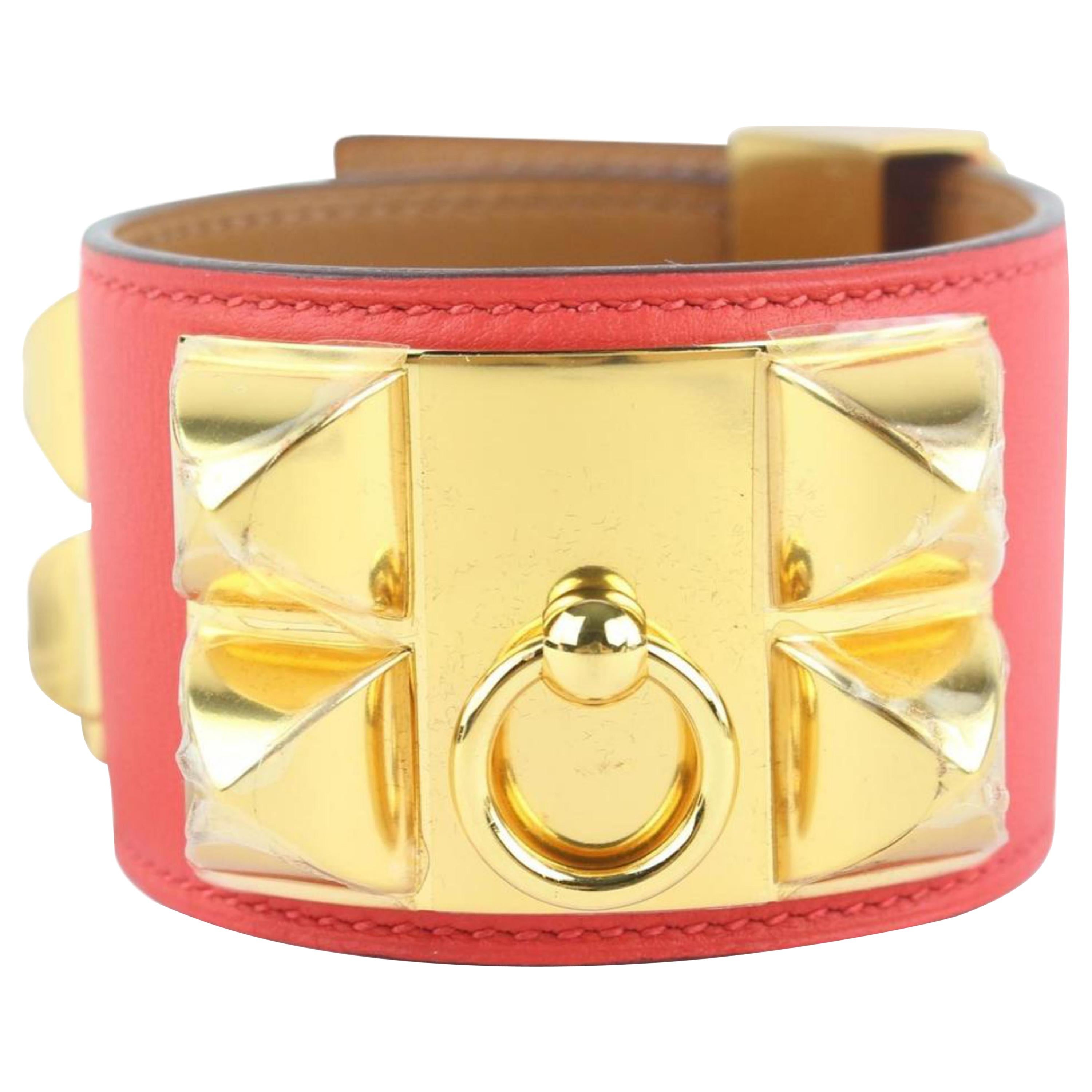 Hermès Coral Cdc Collier De Chien Cuff 37hz1009 Bracelet For Sale