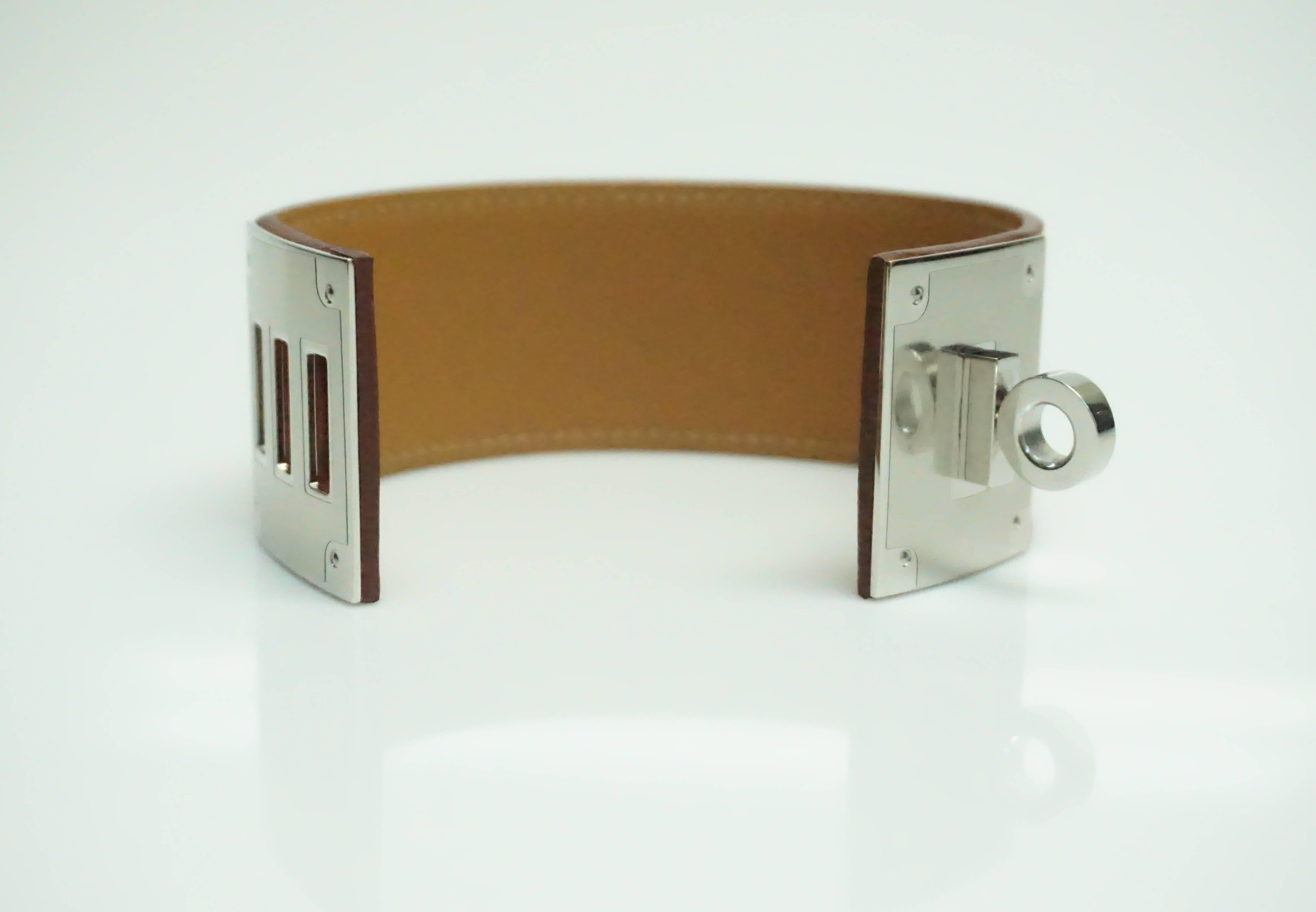 Women's or Men's Hermes Coral Leather Kelly Dog Cuff-SHW-Q/2013