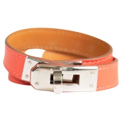 Hermès - Bracelet Kelly double tour en cuir corail