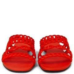 HERMES coral red rubber PAVOT CHAINE D'ANCRE Sandals Shoes 38