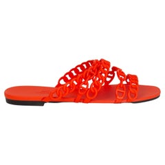 HERMES coral red rubber PAVOT CHAINE D'ANCRE Sandals Shoes 38
