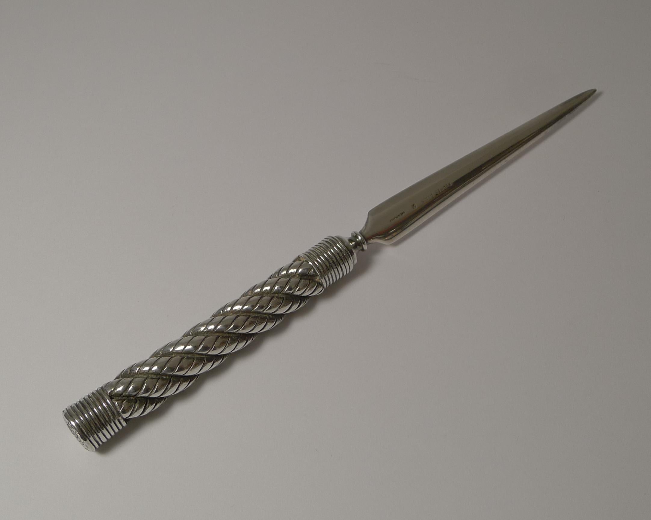 A fabulous vintage French silver plated letter opener created circa 1960s for the 