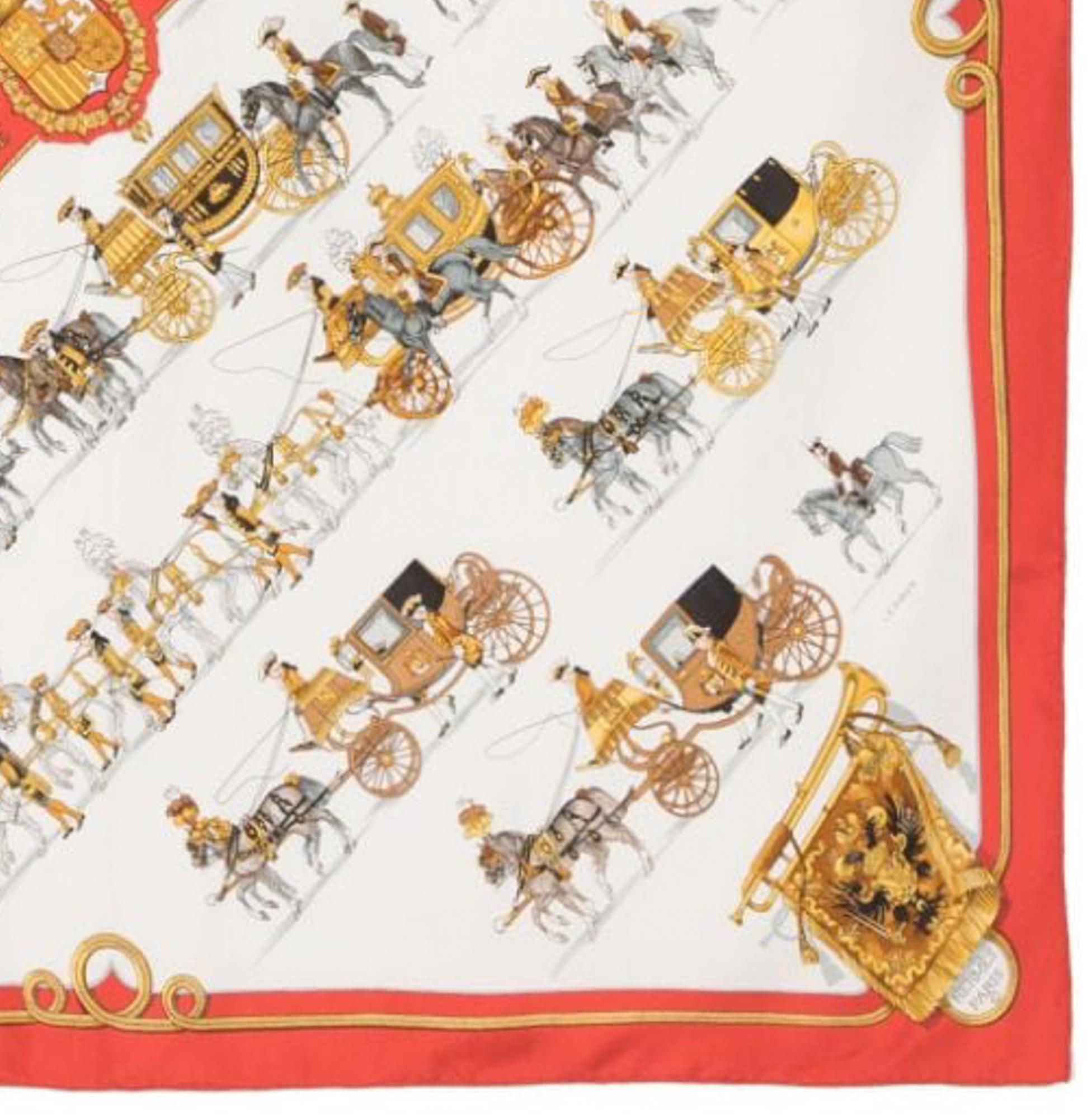 Hermes Cortege Royal by Philippe Ledoux Silk Scarf For Sale 1