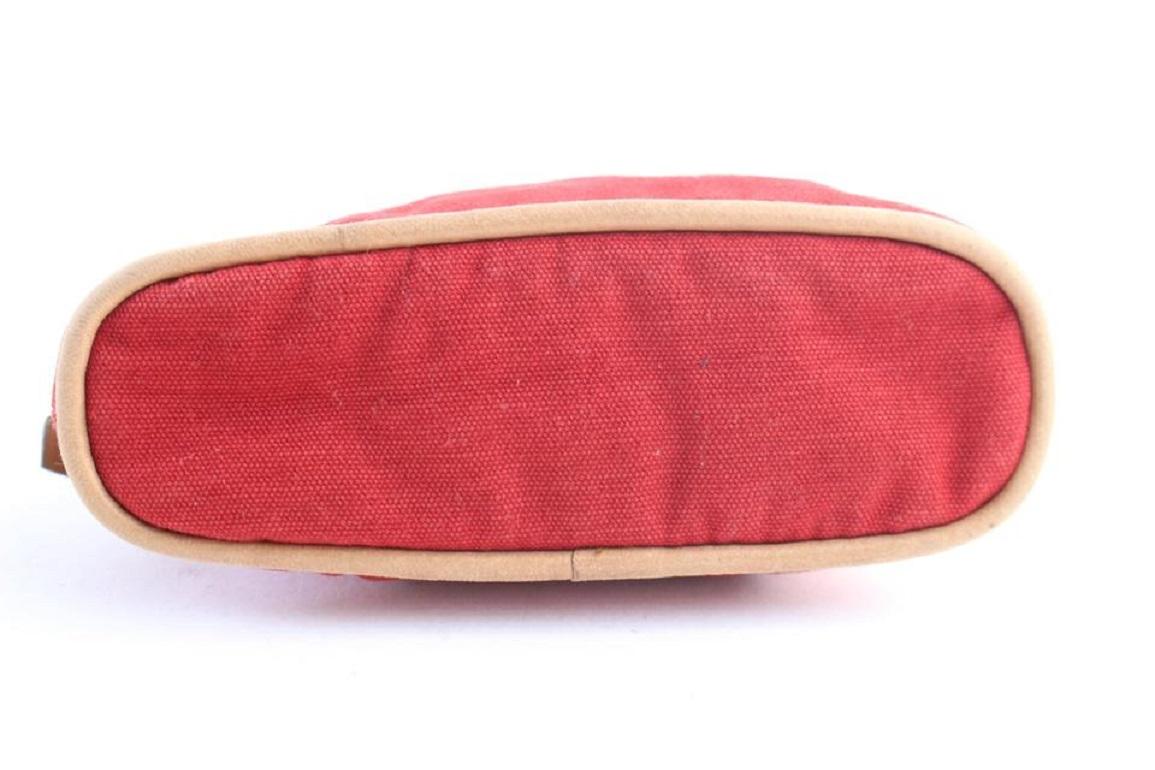 Hermès Cosmetic Pouch Bolide 28hr0702 Red Cotton Clutch For Sale 1