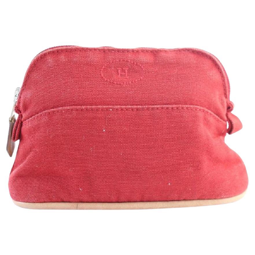 Hermès Cosmetic Pouch Bolide 28hr0702 Red Cotton Clutch