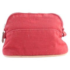 Vintage Hermès Cosmetic Pouch Bolide 28hr0702 Red Cotton Clutch