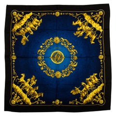 Hermes Cosmos Silk Twill Blue Scarf by Ledoux, Box