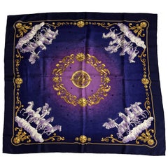 Hermes Cosmos Silk Twill Scarf Shawl by Philippe Ledoux 90cm 