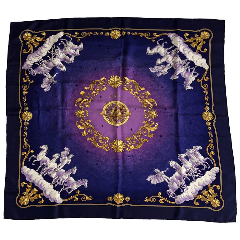 Hermes Cosmos Silk Twill Scarf Shawl by Philippe Ledoux 90cm at 1stDibs
