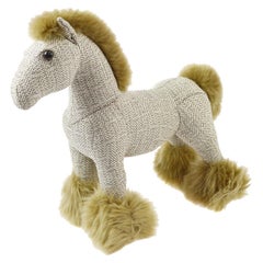 Hermes Cotton Blend Brown White Horse Children Plush Novelty Toy in Box