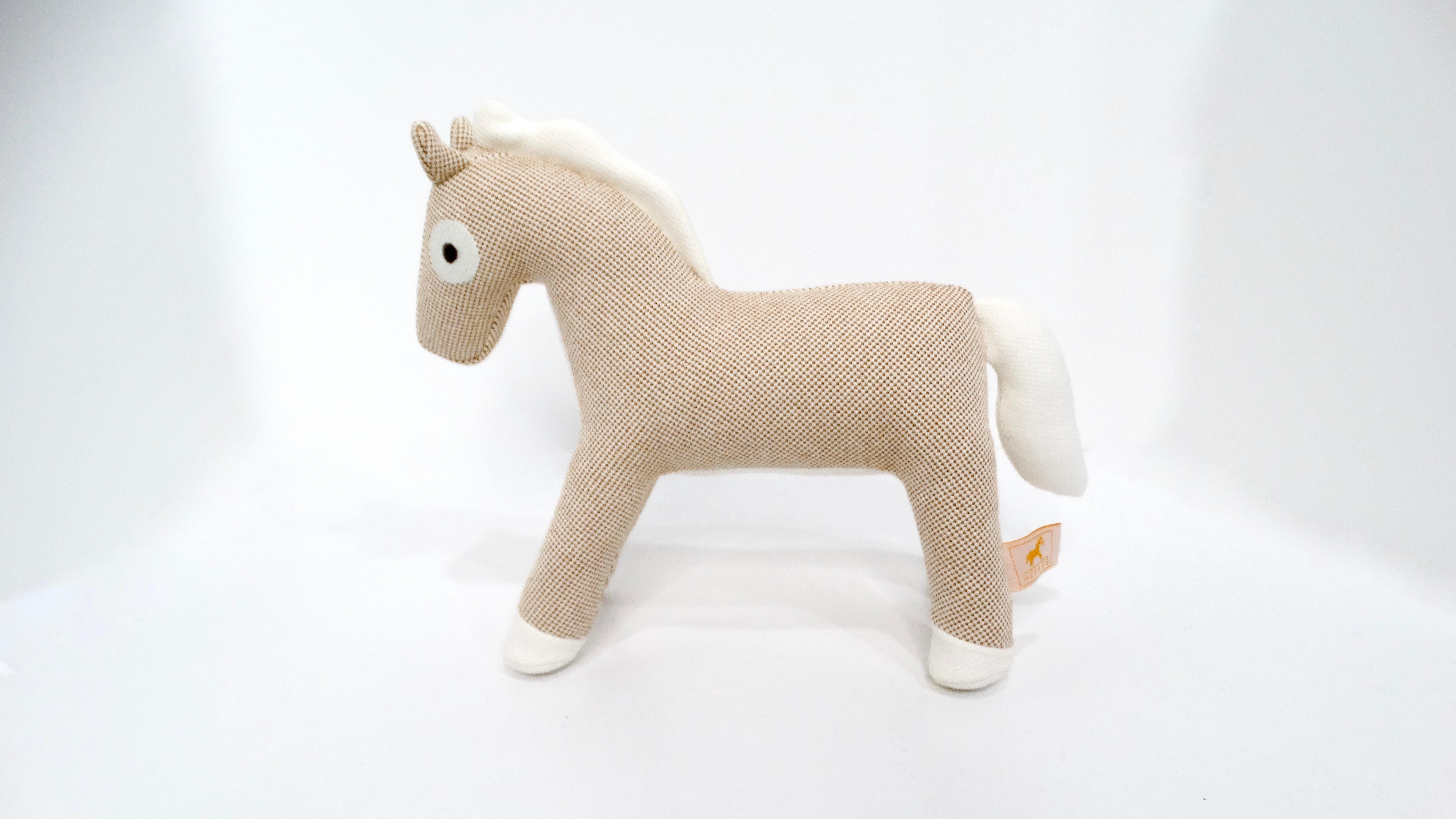 Beige Hermes Cotone Epopea Honore Naturel Cavallo Peluche Giocattolo in vendita