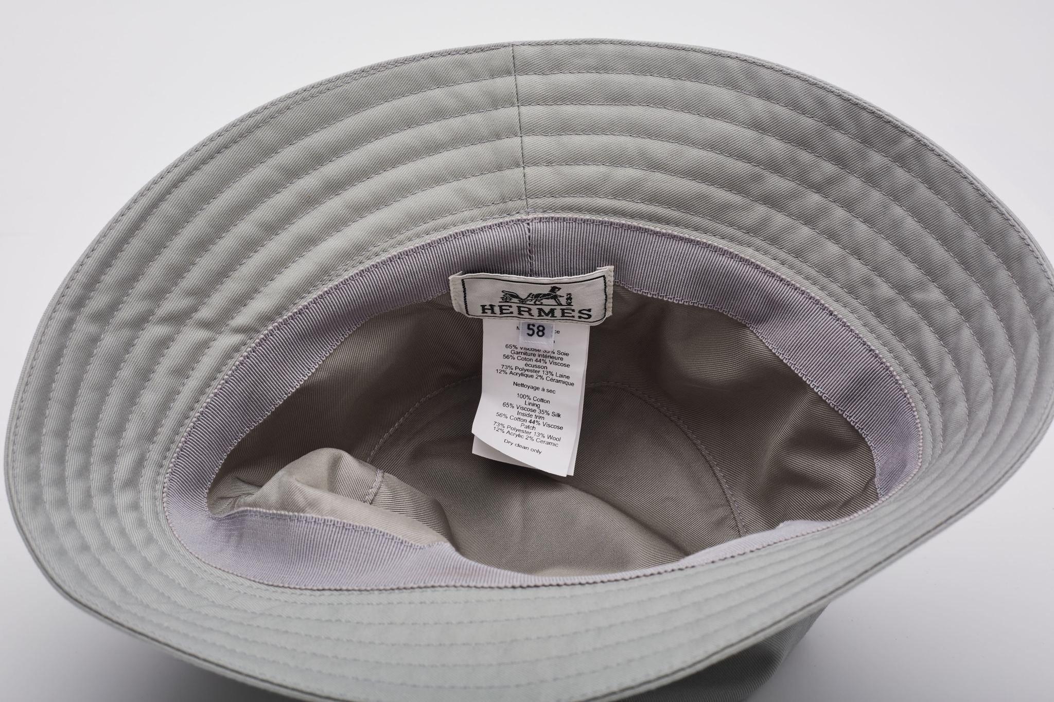 Men's Hermès Cotton Grey Harper H Sellier Bucket Hat For Sale