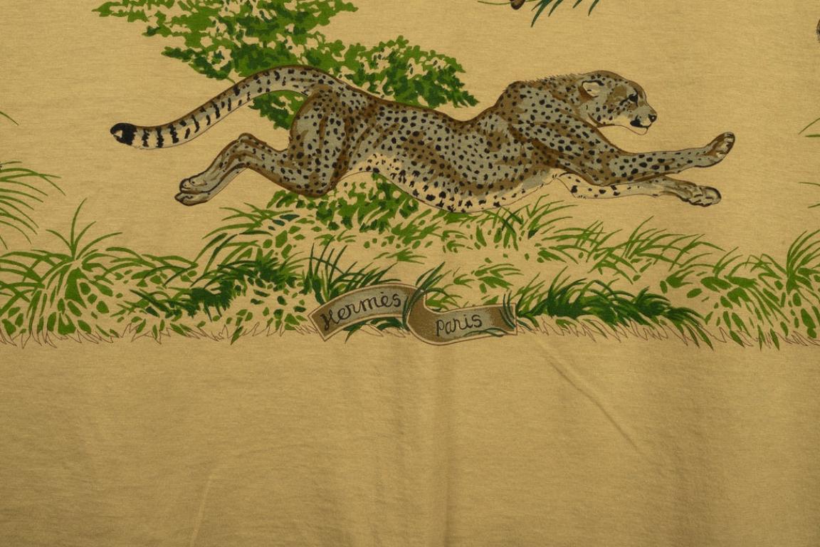 Hermès Cotton Jersey Foulard with 'The Cheetahs', 2007 For Sale 2