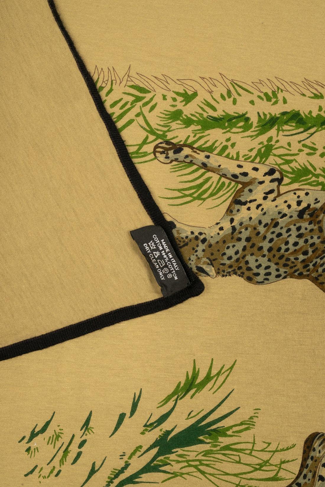 Hermès Cotton Jersey Foulard with 'The Cheetahs', 2007 For Sale 3