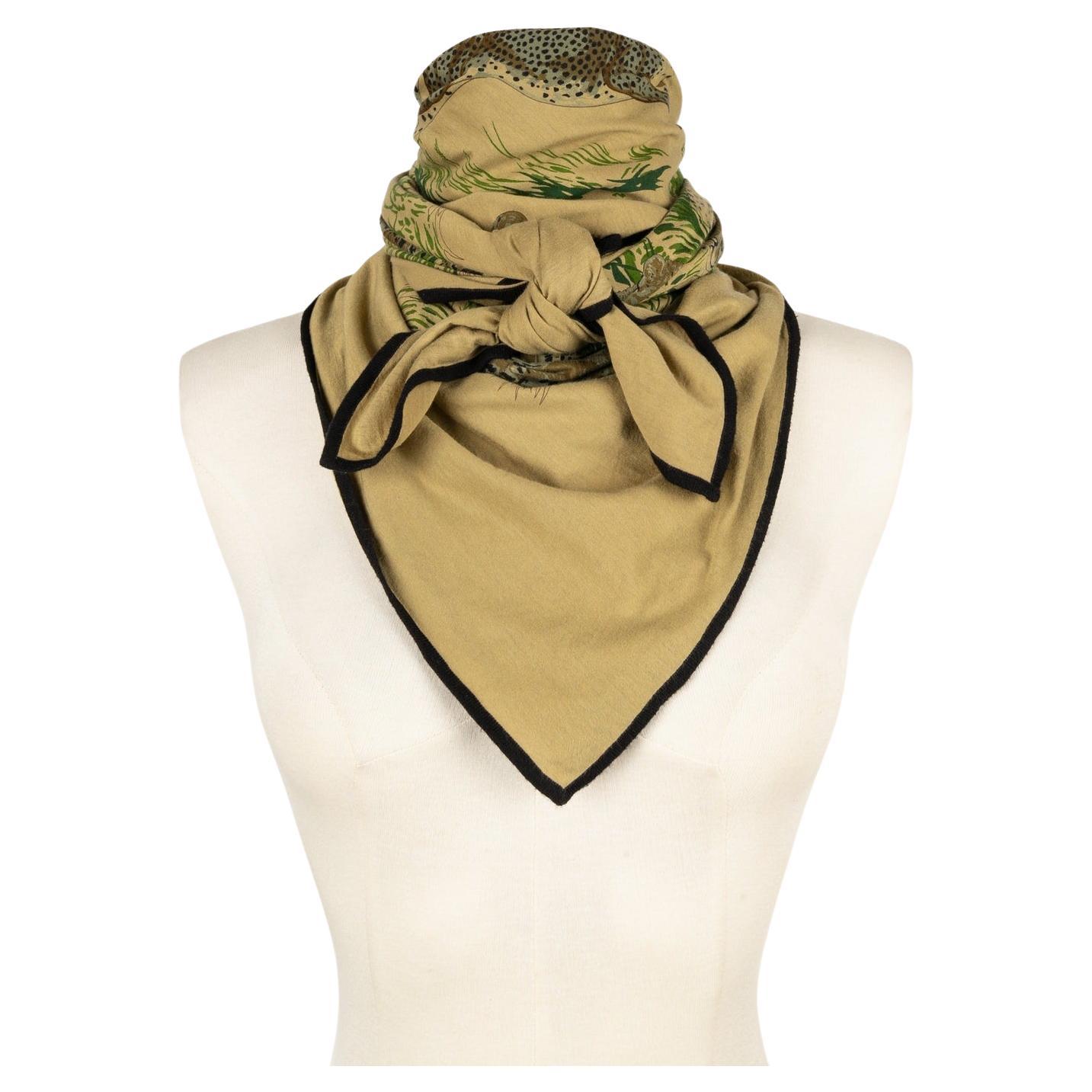 Hermès Cotton Jersey Foulard with 'The Cheetahs', 2007 For Sale