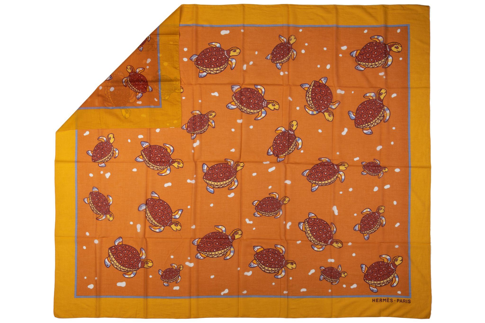 Hermes cotton oversize shawl / sarong with turtles design. Does not include box. No label .
