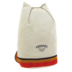 Hermes Cotton Rocabar Carryall Men's Women' Travel Shoulder Knapsack Backpack