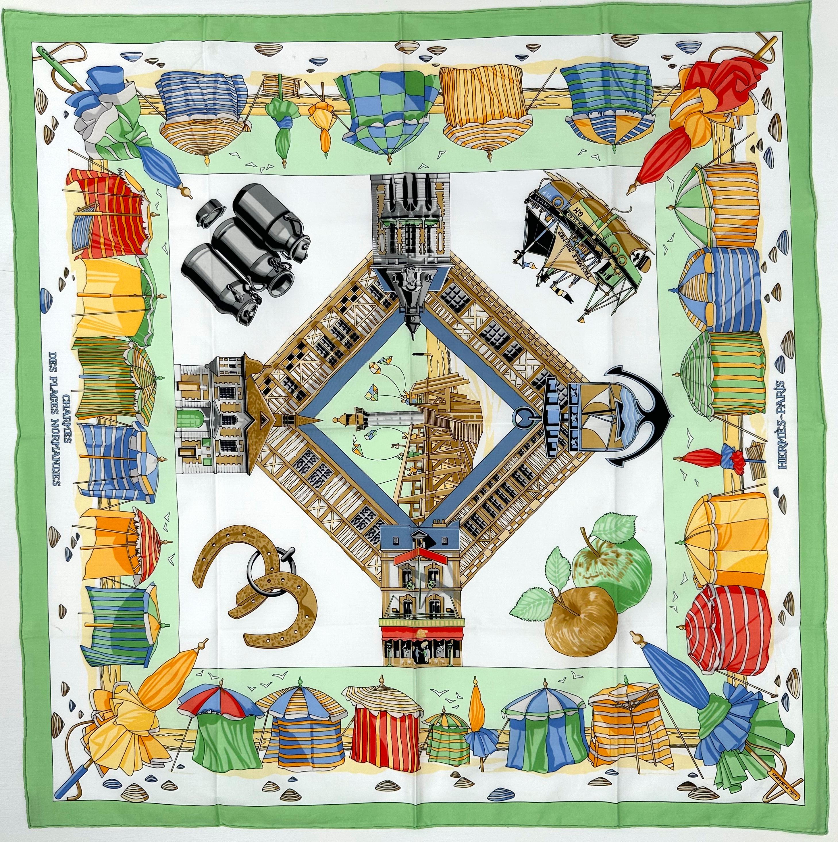 Hermes Cotton Scarf, Charmes Des Plages Normandes For Sale 1