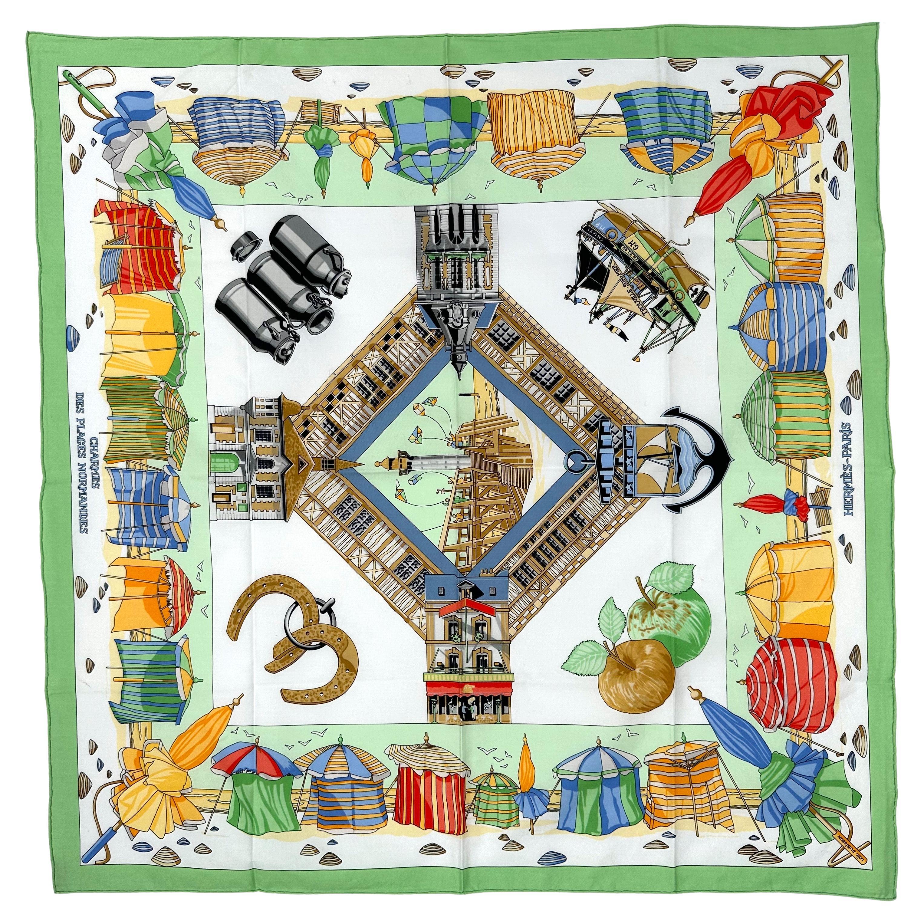 Hermes Cotton Scarf, Charmes Des Plages Normandes For Sale
