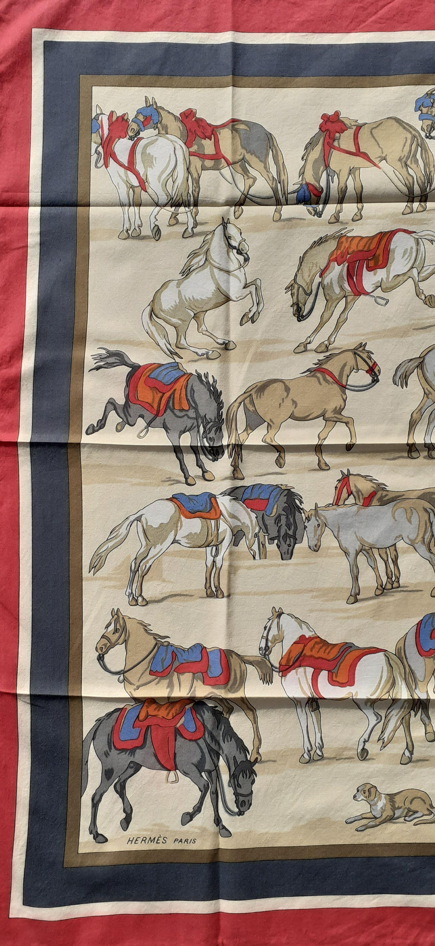 Women's Hermès Cotton Scarf Chevaux D'Après Van Der Meulen Horses RARE