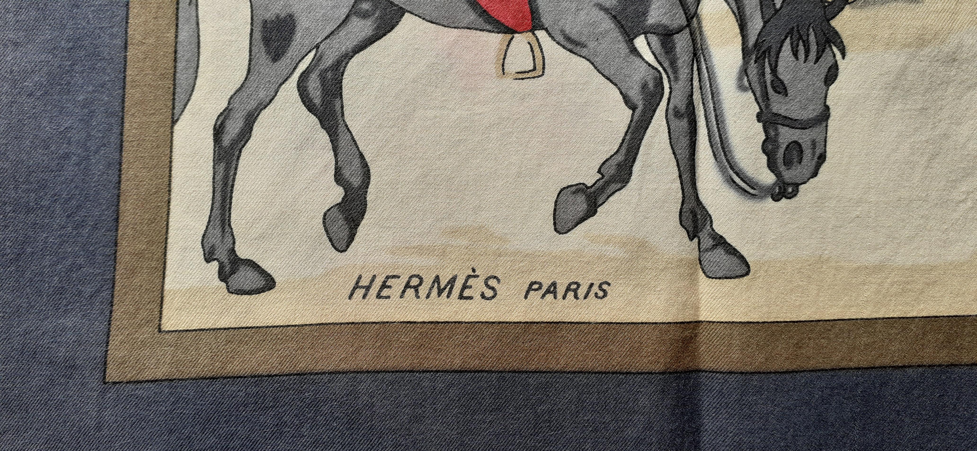 Hermès Cotton Scarf Chevaux D'Après Van Der Meulen Horses RARE 2