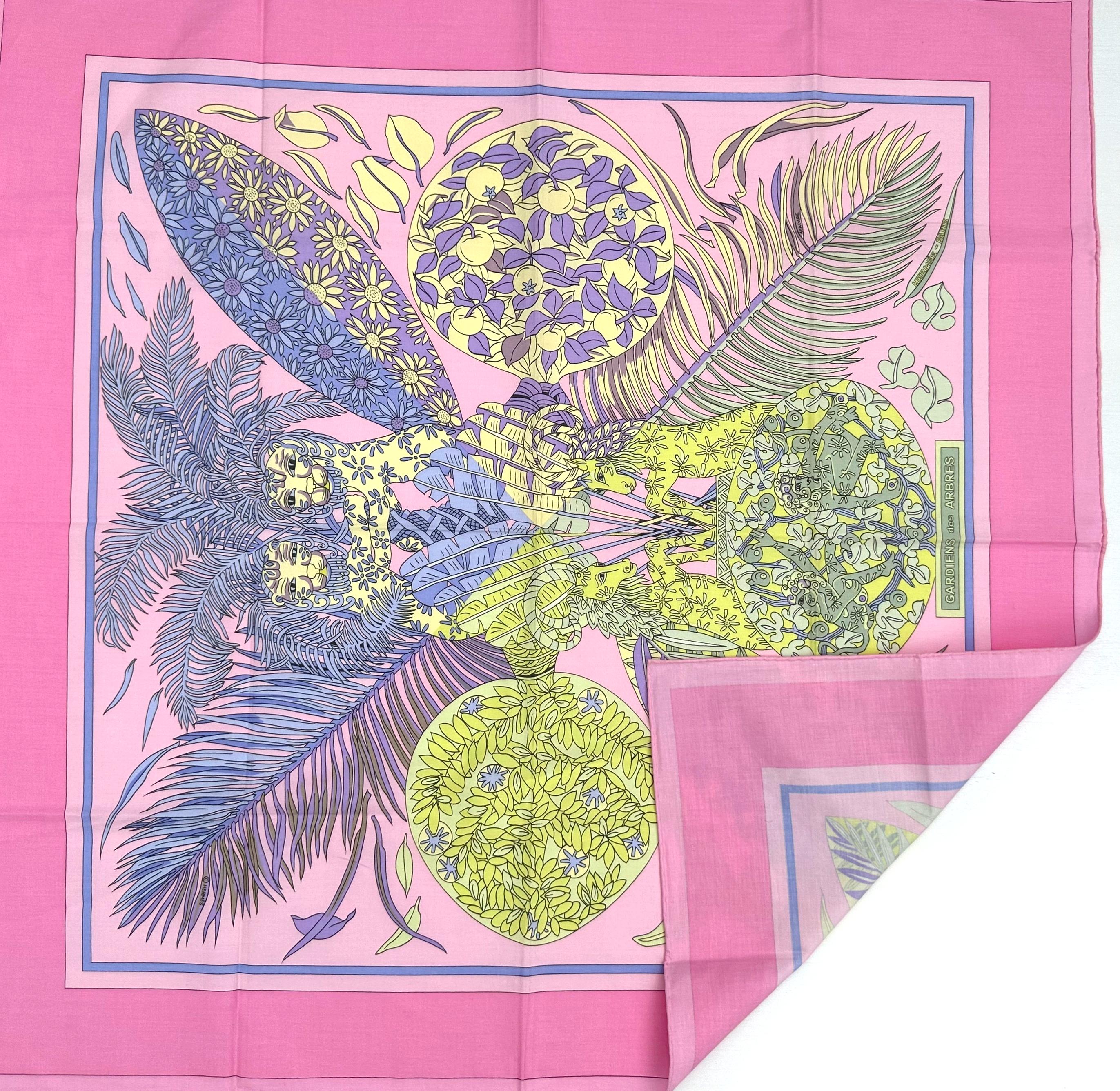 
Hermes Cotton Scarf, Gardiens des Arbres.
26.5 by 26.5 in.
Condition Report
Good condition.