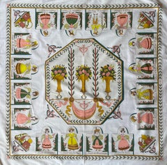 Hermès Cotton Scarf "Huile Rafraichissante À L'Usage" 1983