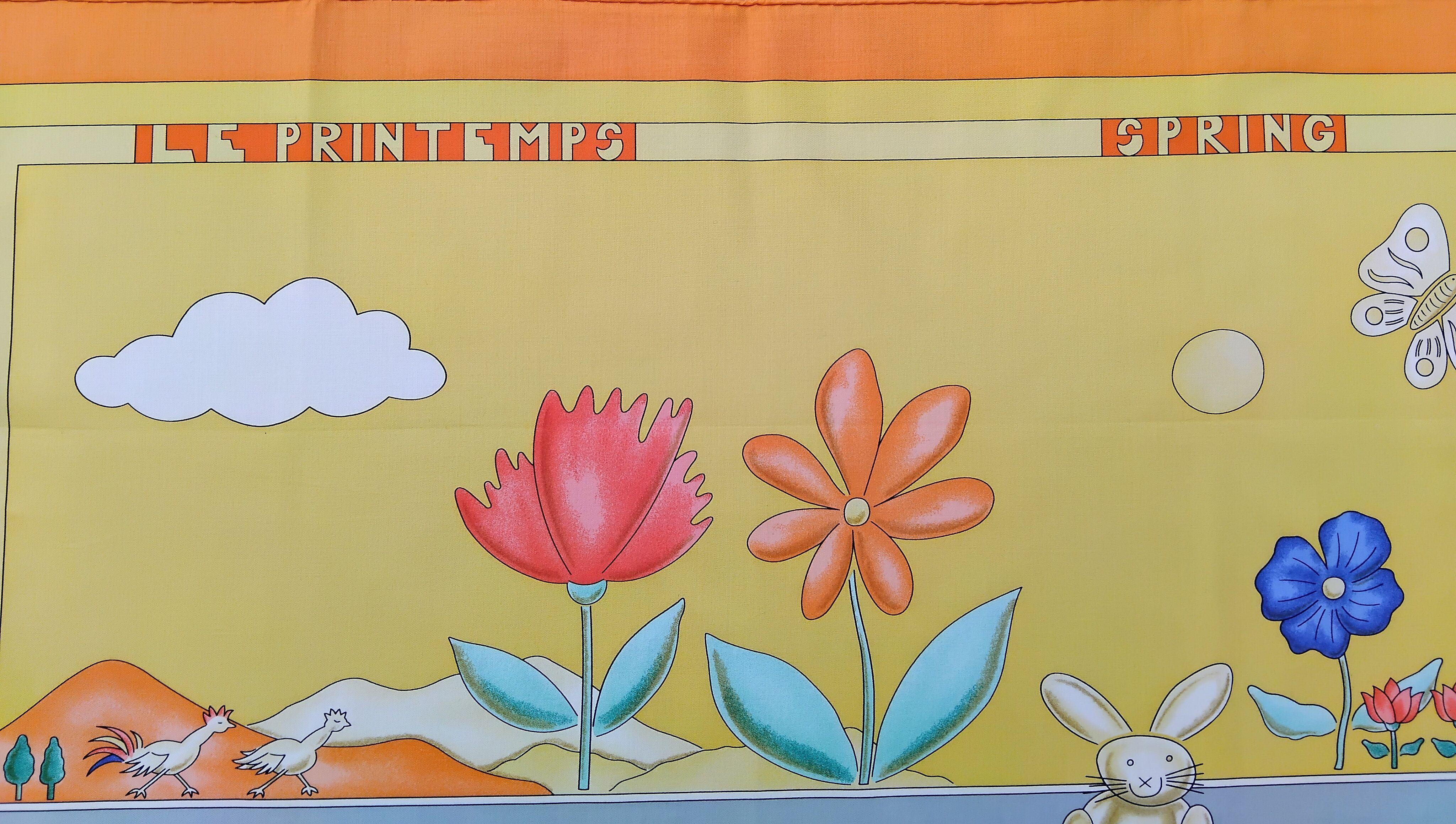 Hermès Cotton Scarf Le Printemps Spring 4 Seasons J.Metz RARE For Sale 6