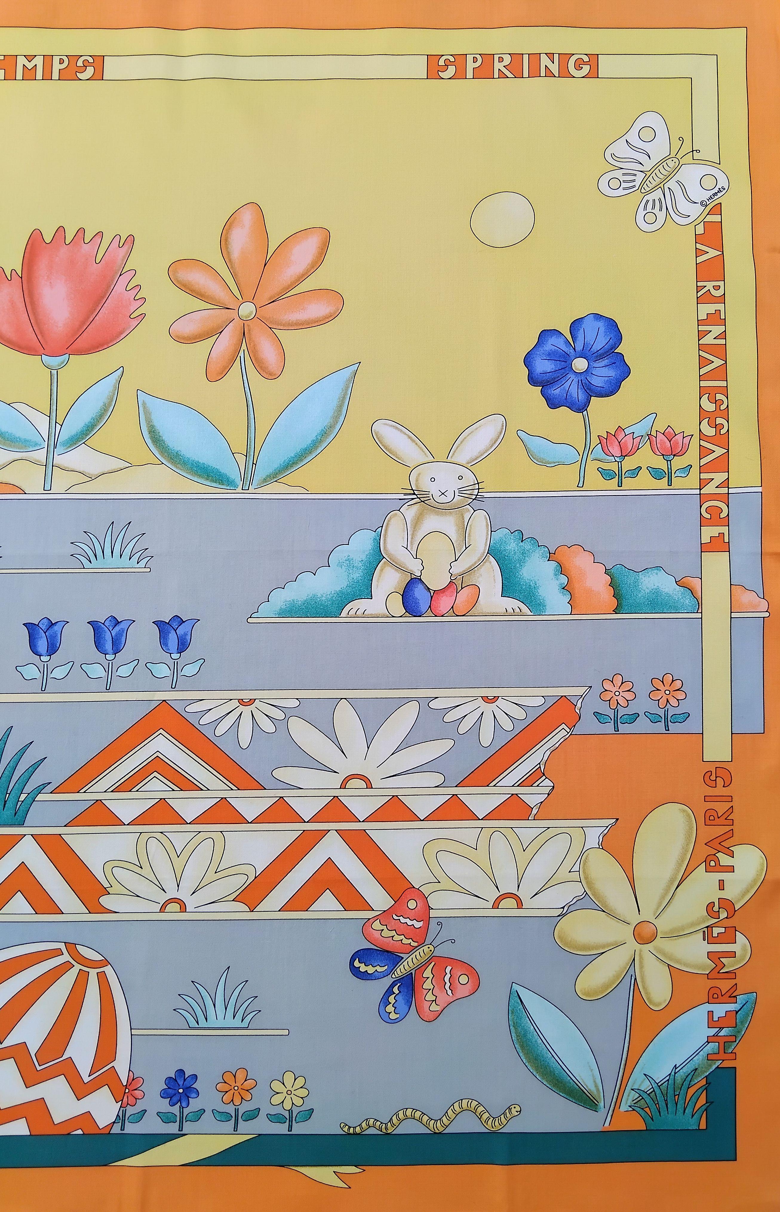 Women's Hermès Cotton Scarf Le Printemps Spring 4 Seasons J.Metz RARE For Sale