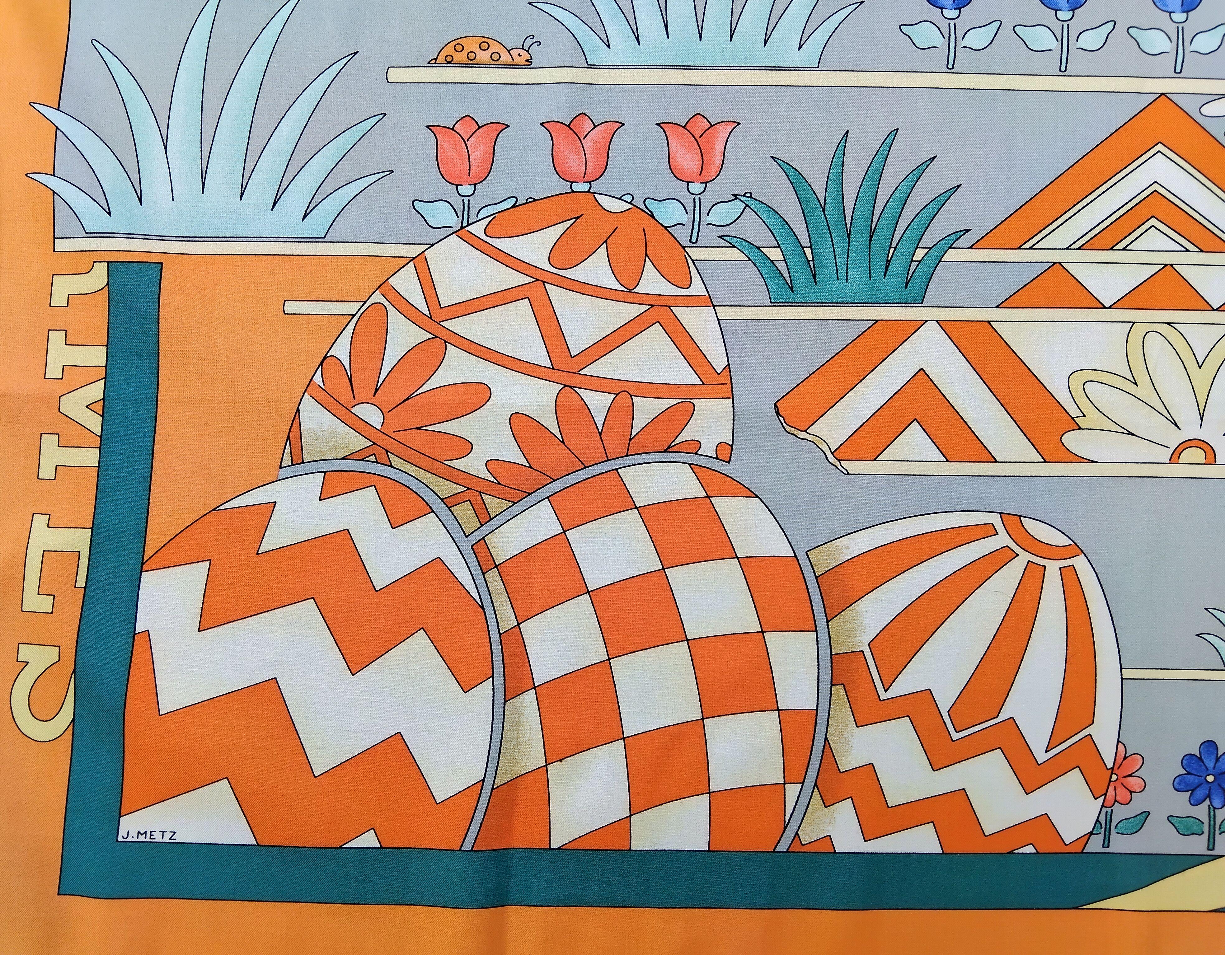 Hermès Cotton Scarf Le Printemps Spring 4 Seasons J.Metz RARE For Sale 4