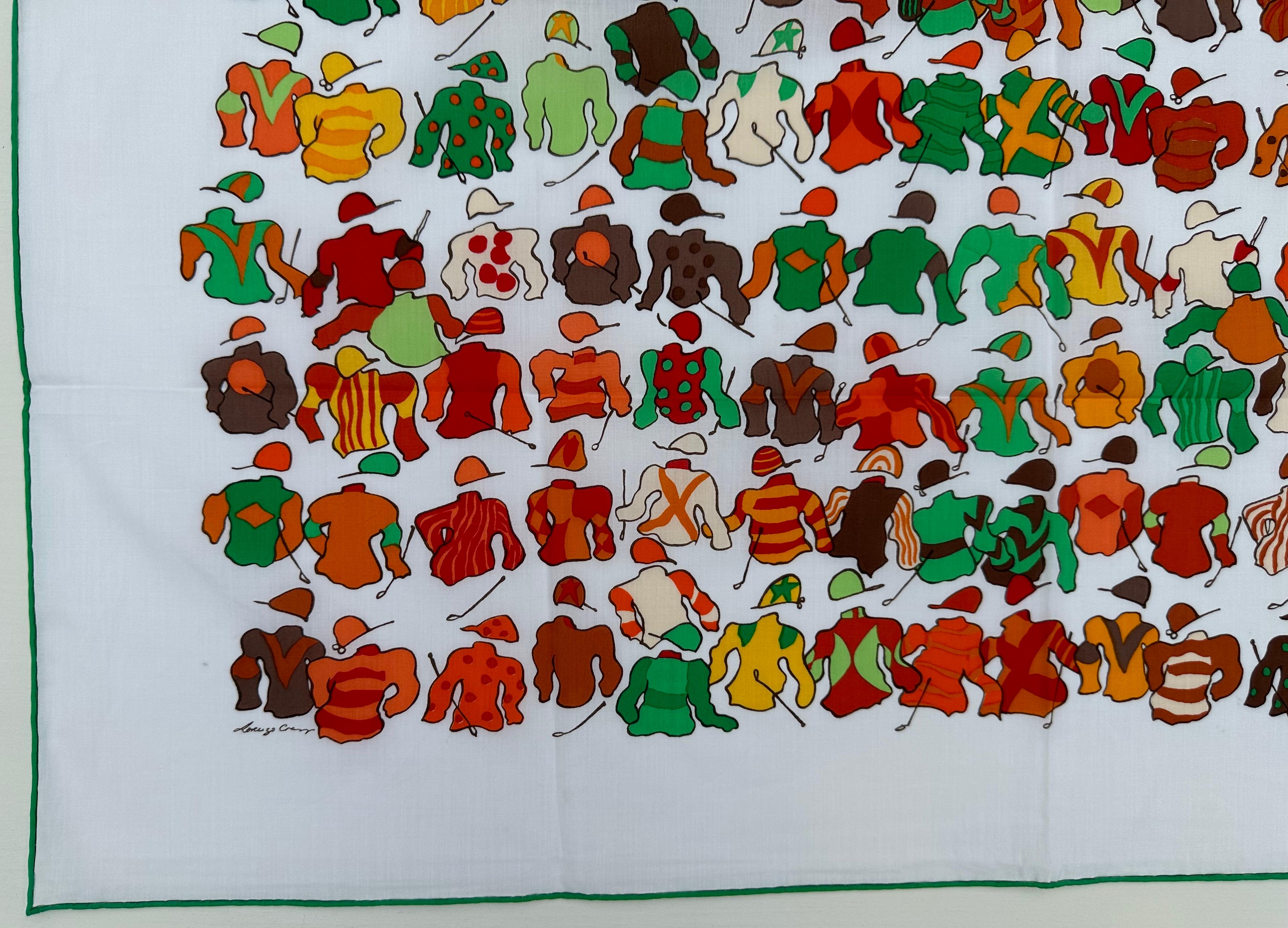 Hermes Cotton Scarf, Les Chevaux Se Rendent Au Depart For Sale 3
