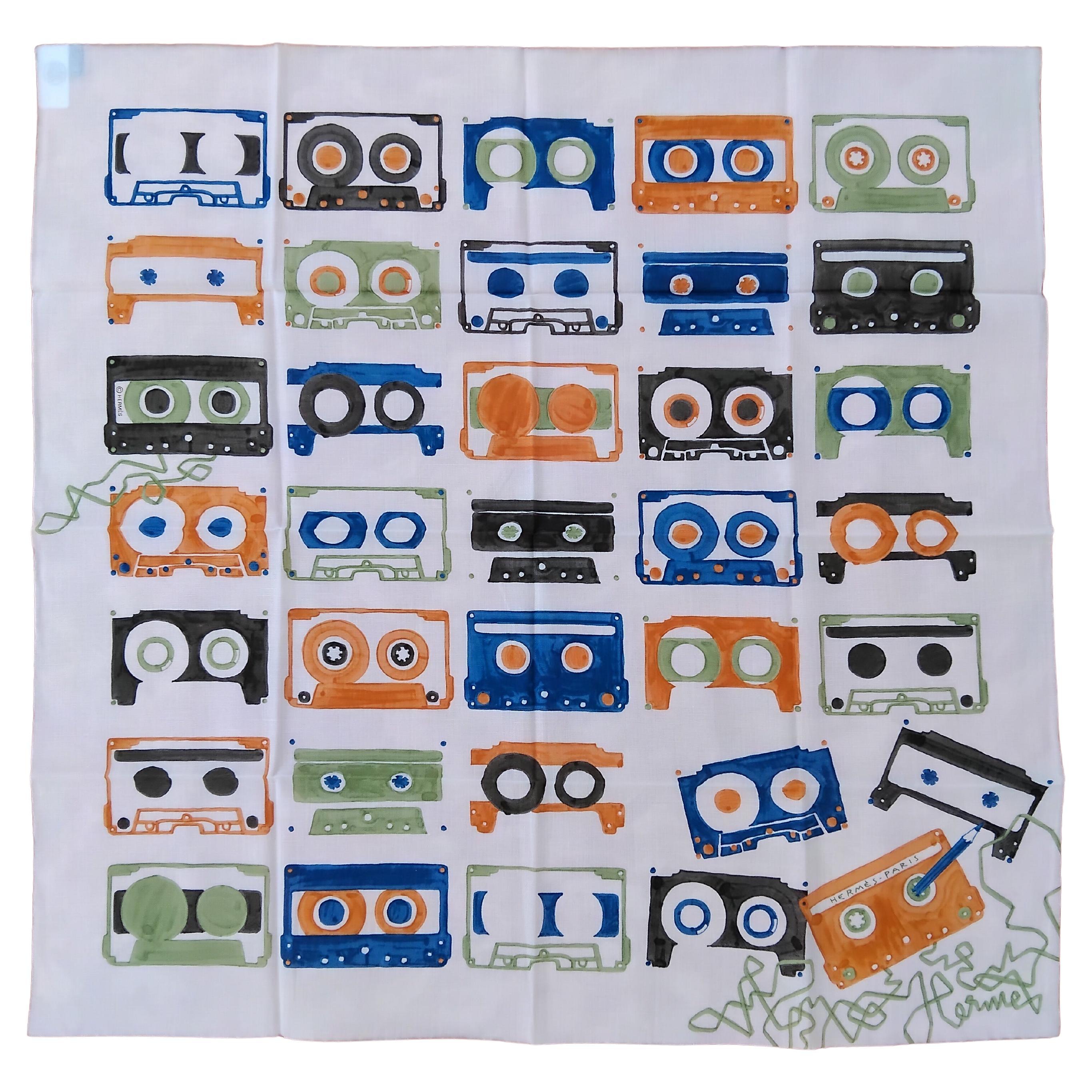 Sciarpa di cotone Hermès Mix Tape Unisex Audio Tapes in vendita