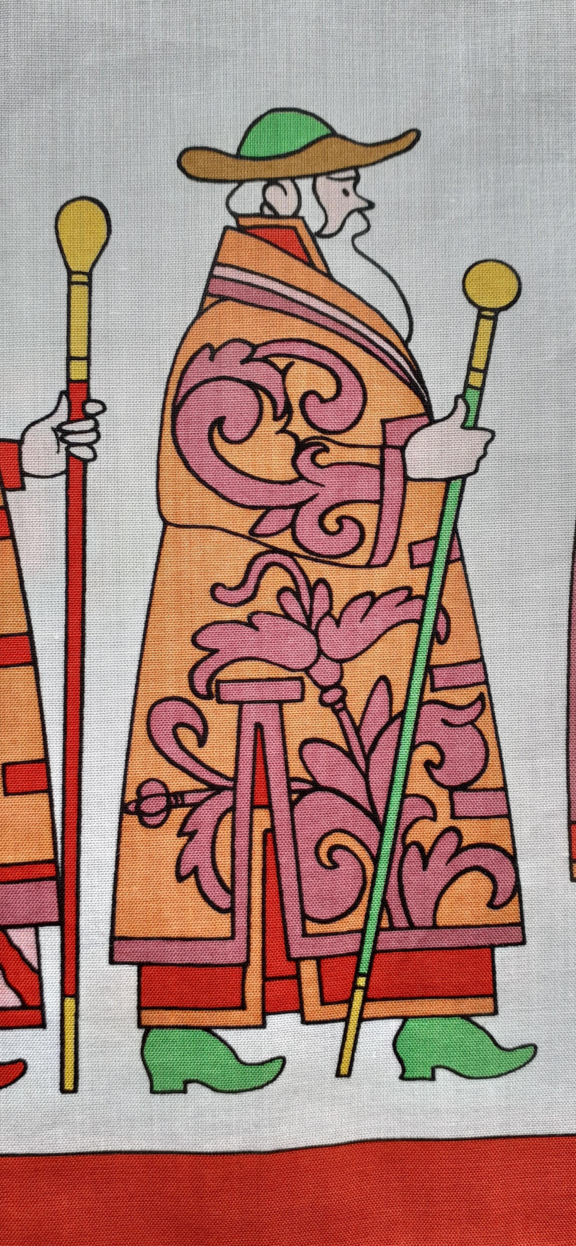 Hermès Cotton Scarf Parade A Moscou White Red 67 cm RARE 6