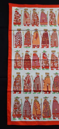 Hermès Cotton Scarf Parade A Moscou White Red 67 cm RARE