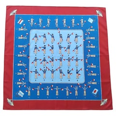 Hermès Cotton Scarf Sailor Flag Semaphore Alphabet Navy Theme 67 cm