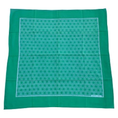 Hermès - Écharpe en coton SO H motif Origny vert blanc 83 cm