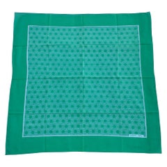 Hermès Cotton Scarf SO H Pattern Origny Green White 83 cm