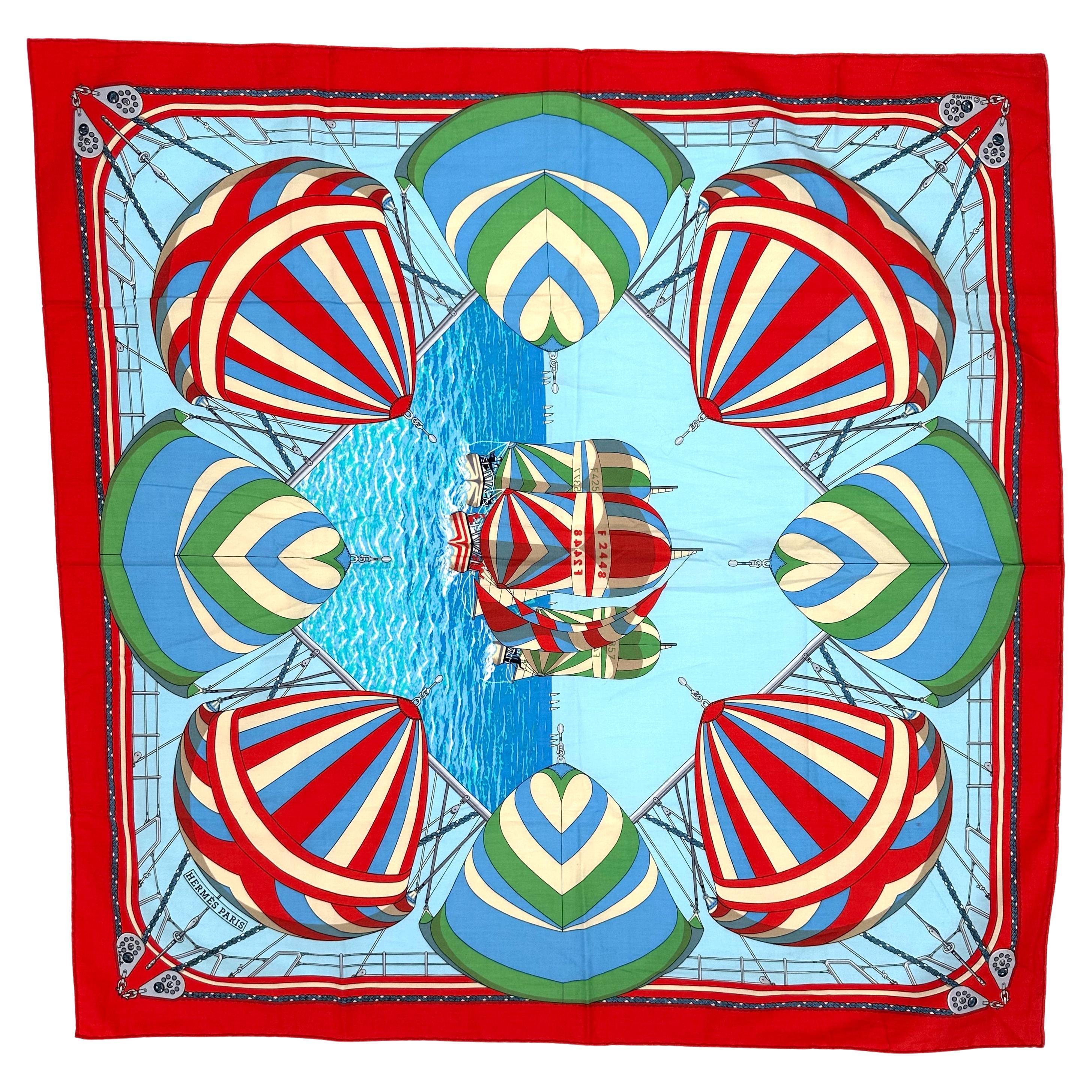 Hermes Cotton Scarf, Spinnakers F2448 For Sale