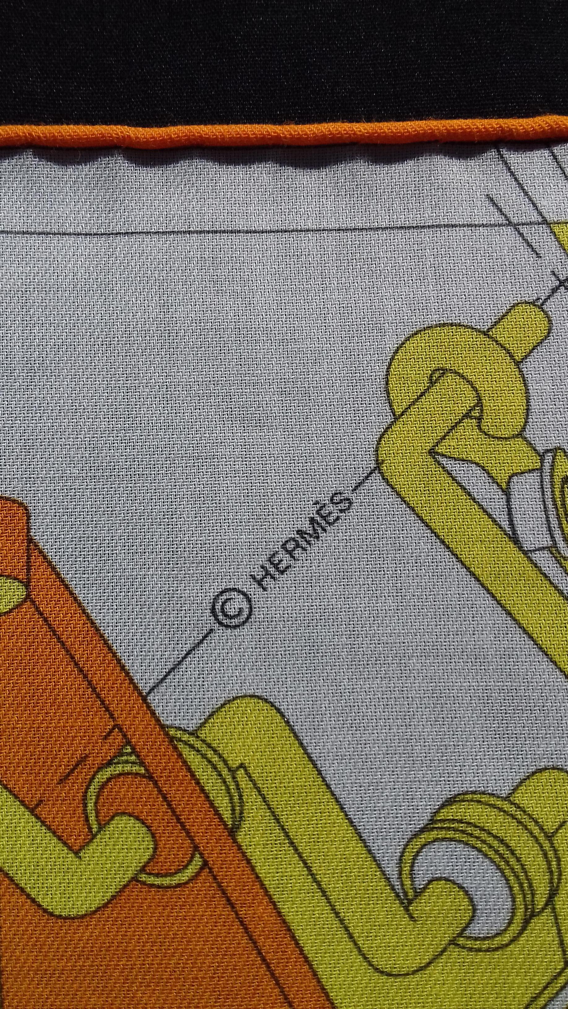 Hermès Cotton Scarf Step into the Frame Men's Universe 2019 Yellow Orange 65 cm 5