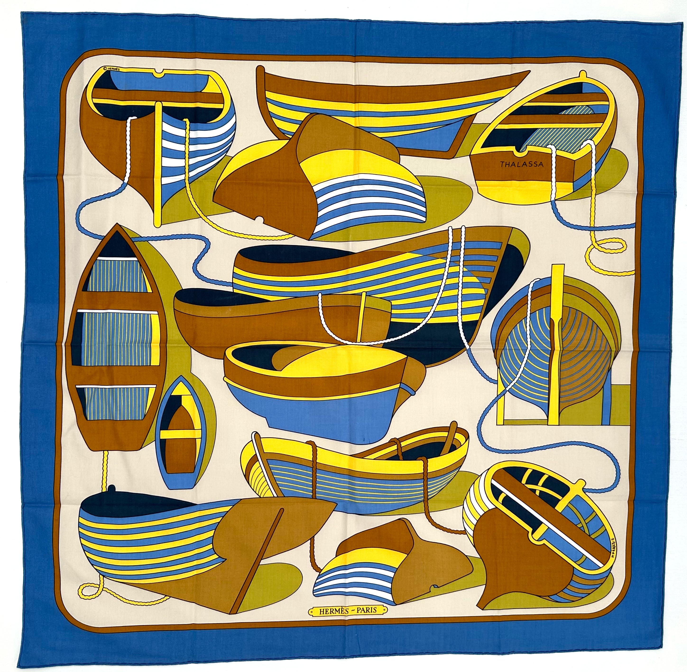 Bufanda de algodón Hermes, Thalassa, diseñada por Pierre Peron en venta 1