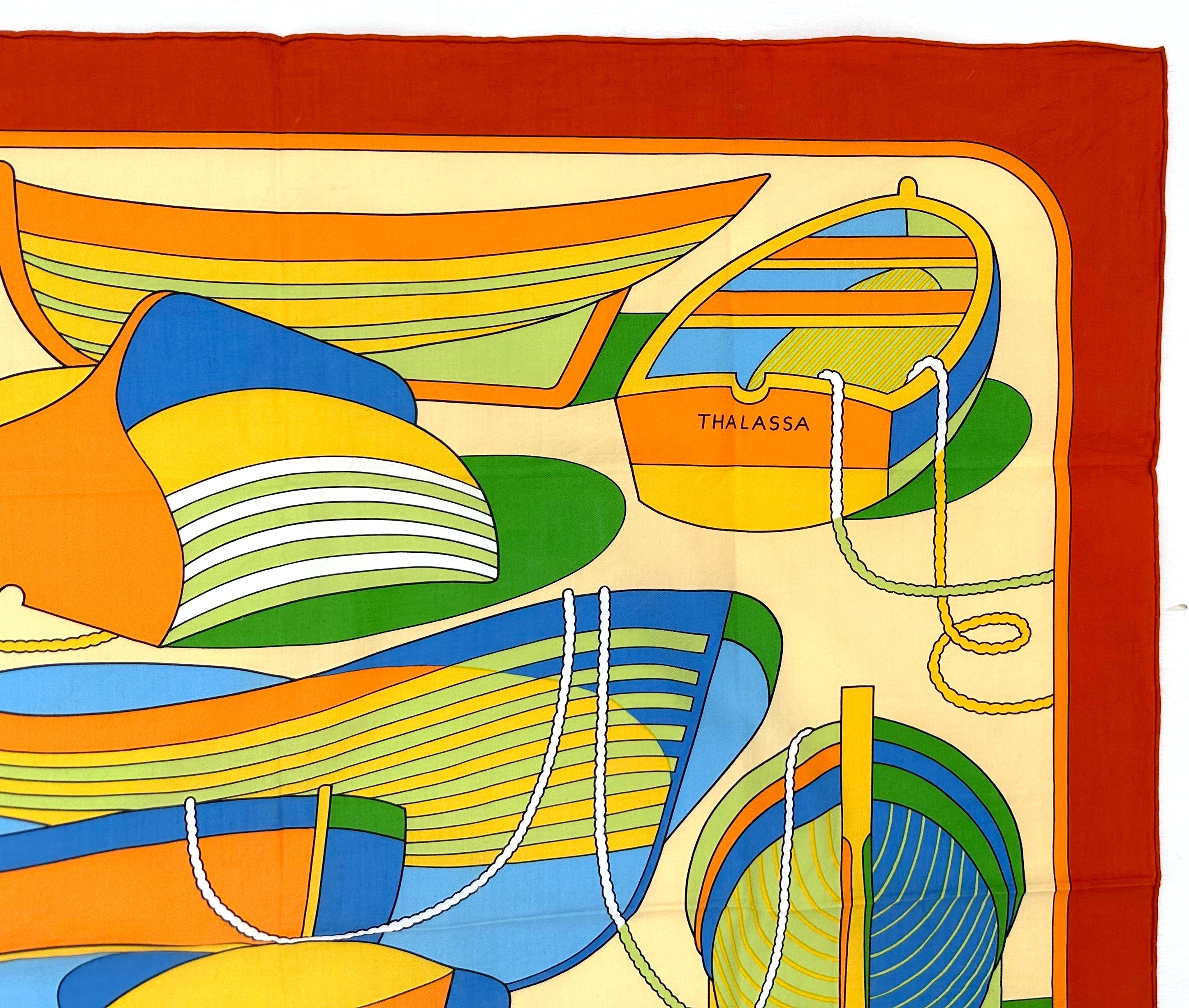 Orange Hermes Cotton Scarf; Thalassa For Sale