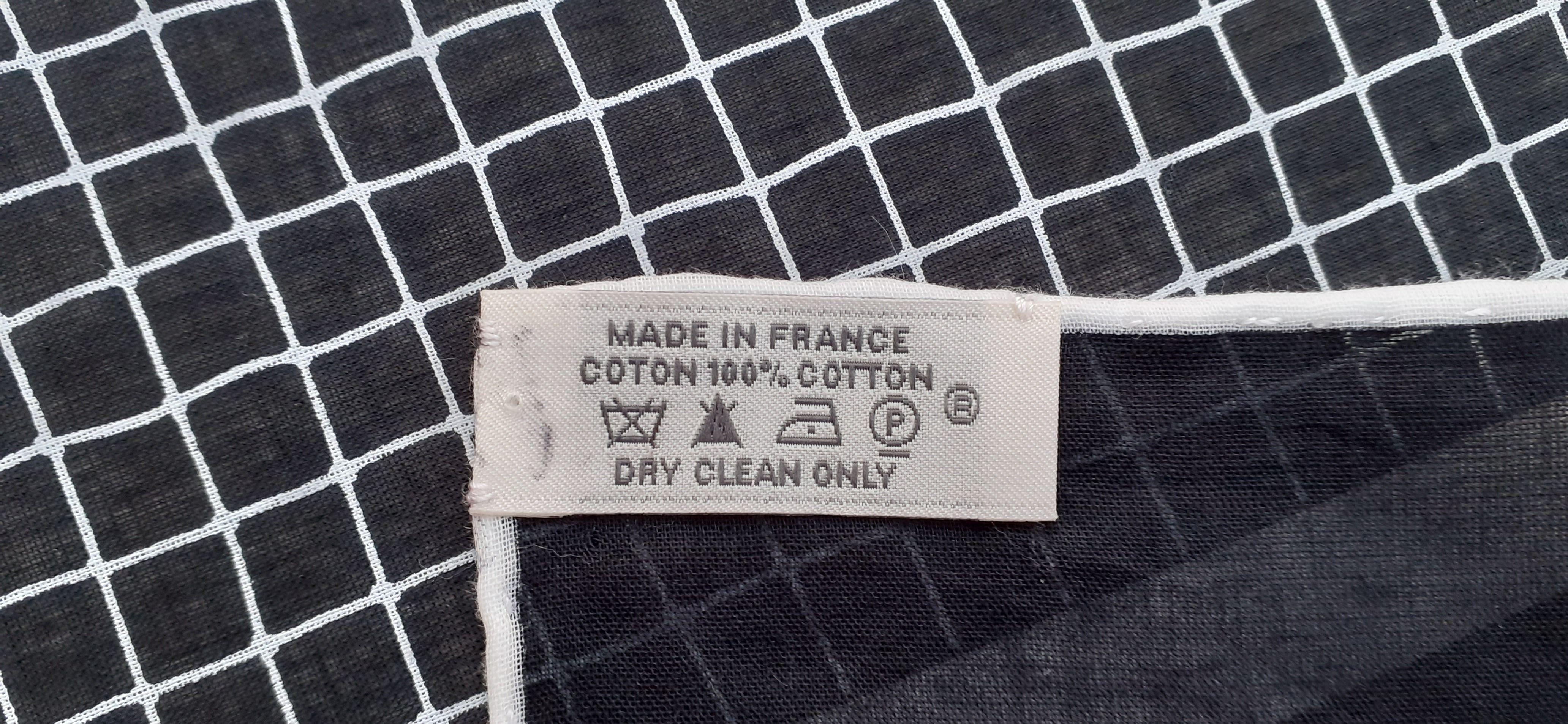 Hermès Cotton Scarf with Charm Tennis H. Origny Black 67 cm  For Sale 5