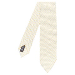 HERMES cotton silk blend orange grey striped summer tie