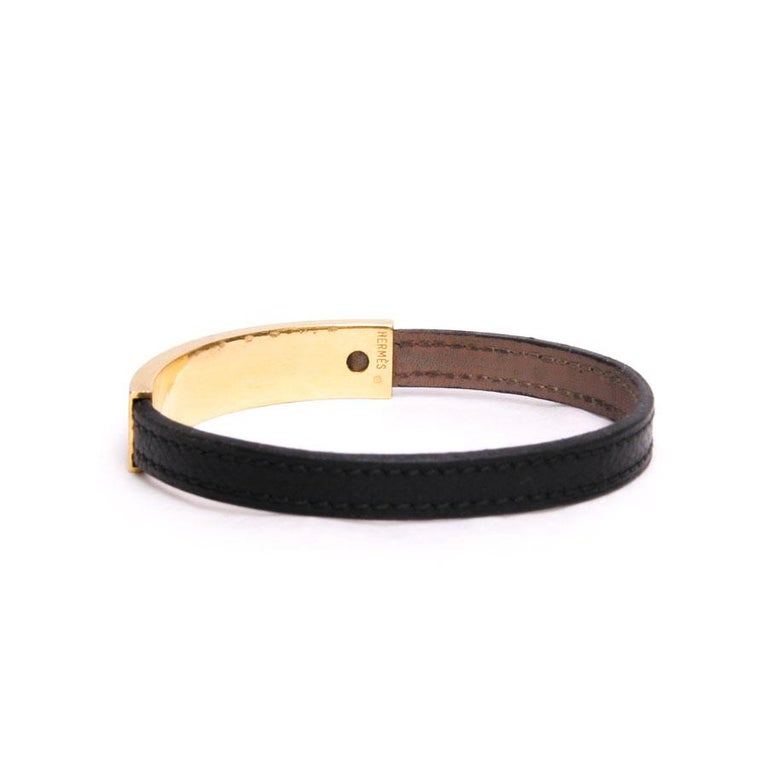 HERMES 'Coulisse' Bracelet in Brown Chamonix Leather and 18 Carat ...