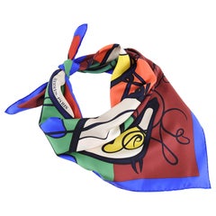 Hermes Coup de Fouet Graphic Color Block Silk 90cm Scarf