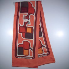 Hermes Coupés Double Silk Shawl 172x34cm Salmon 1970 RARE VINTAGE