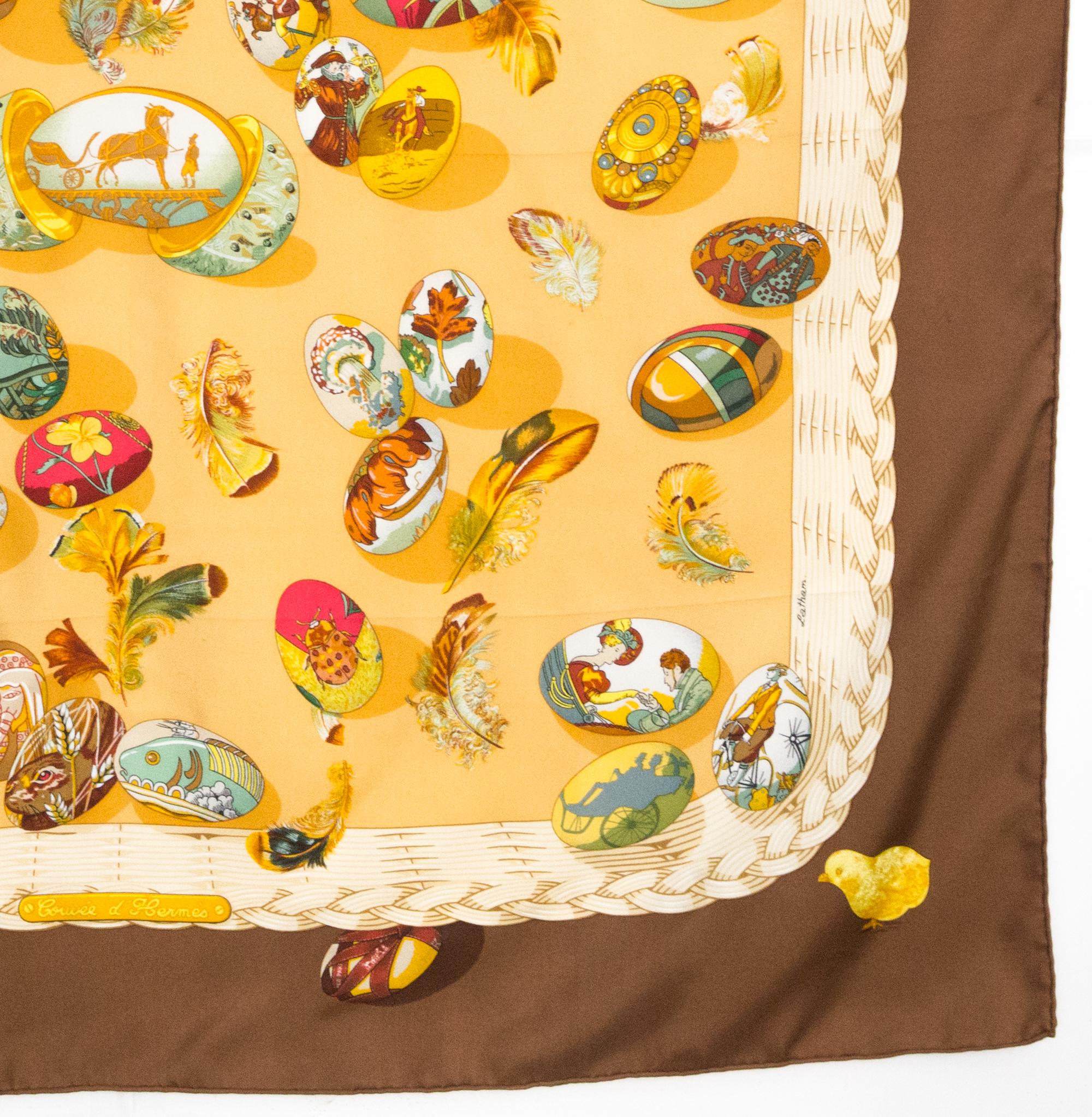 Hermes Couvee D Hermes by Caty Latham Silk Scarf For Sale 1