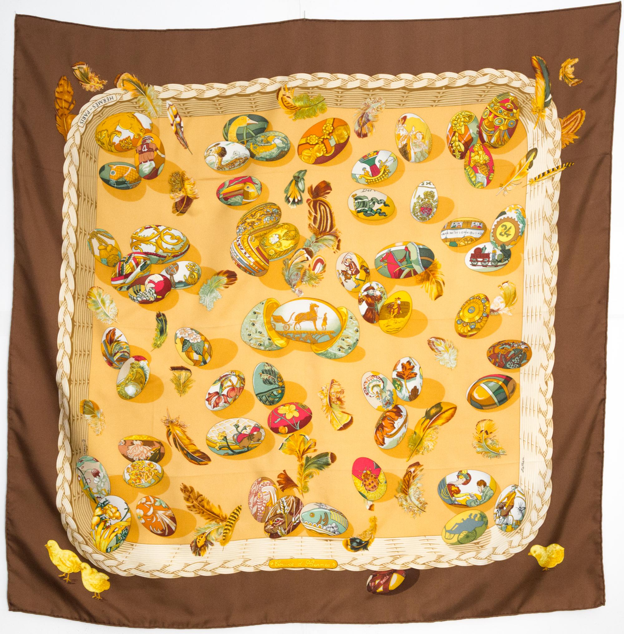 Hermes Couvee D Hermes by Caty Latham Silk Scarf For Sale 2