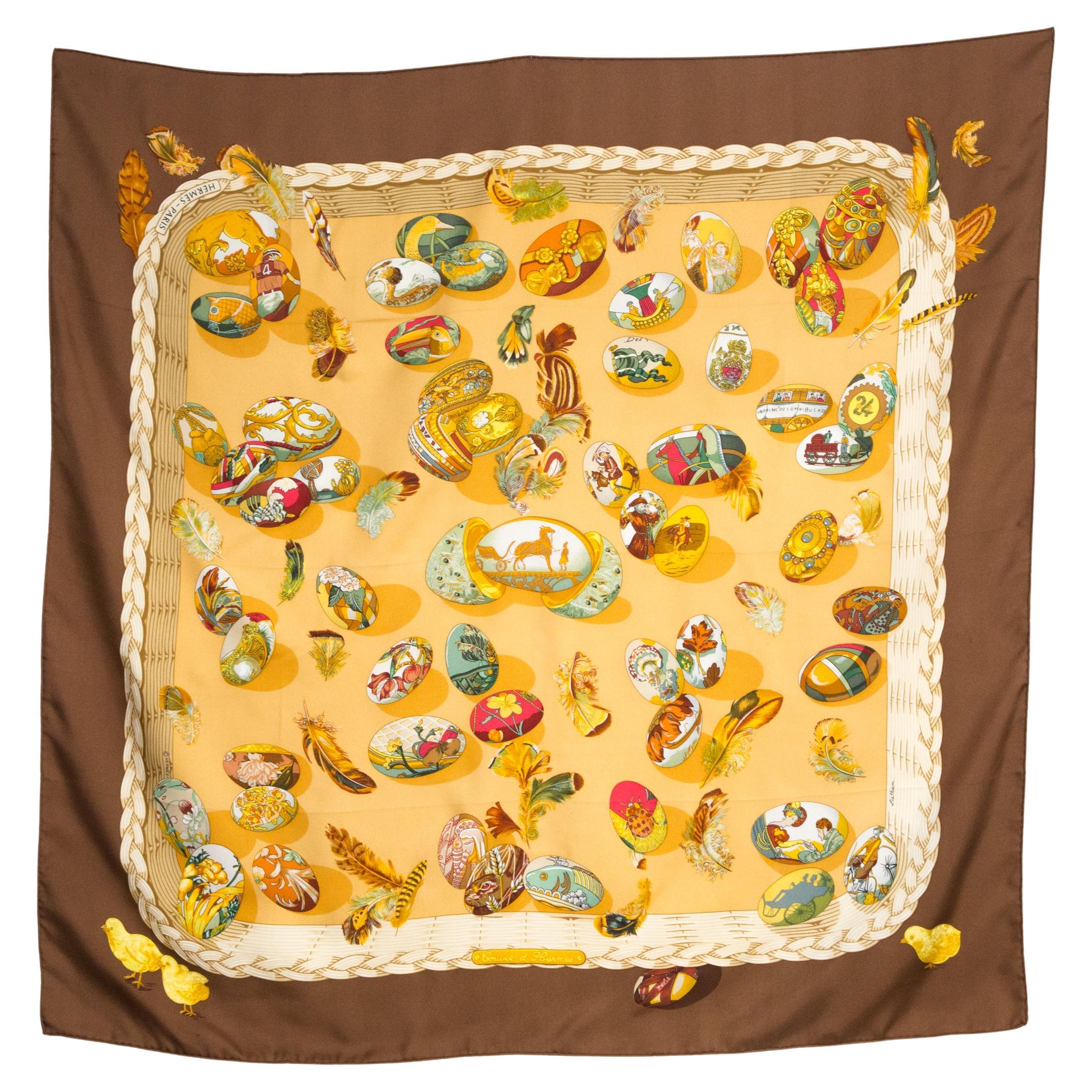 Hermes Couvee D Hermes by Caty Latham Silk Scarf For Sale